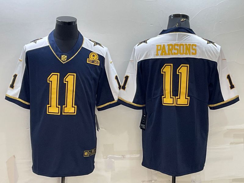 Men Dallas Cowboys #11 Parsons Blue Gold Thanksgiving 2022 Nike Limited Vapor Untouchable NFL Jersey